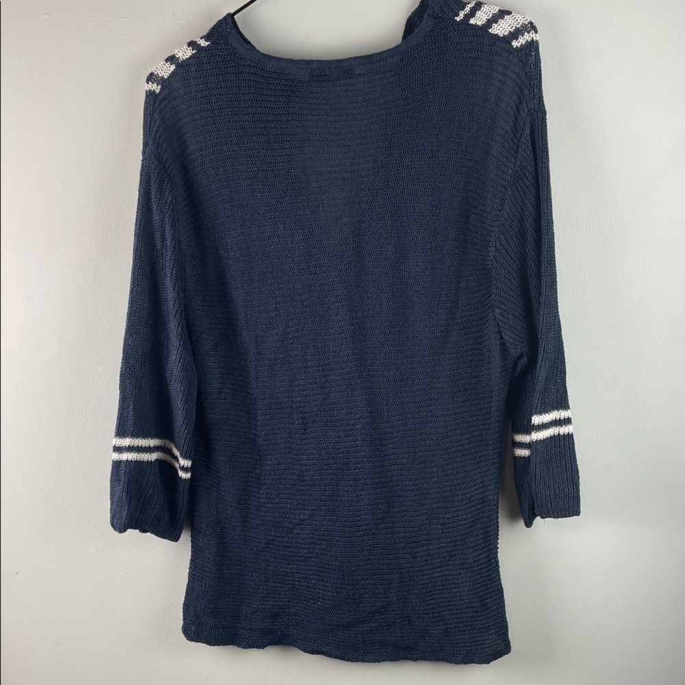 Avalin 100% Linen Navy Top Size L - Picture 7 of 8